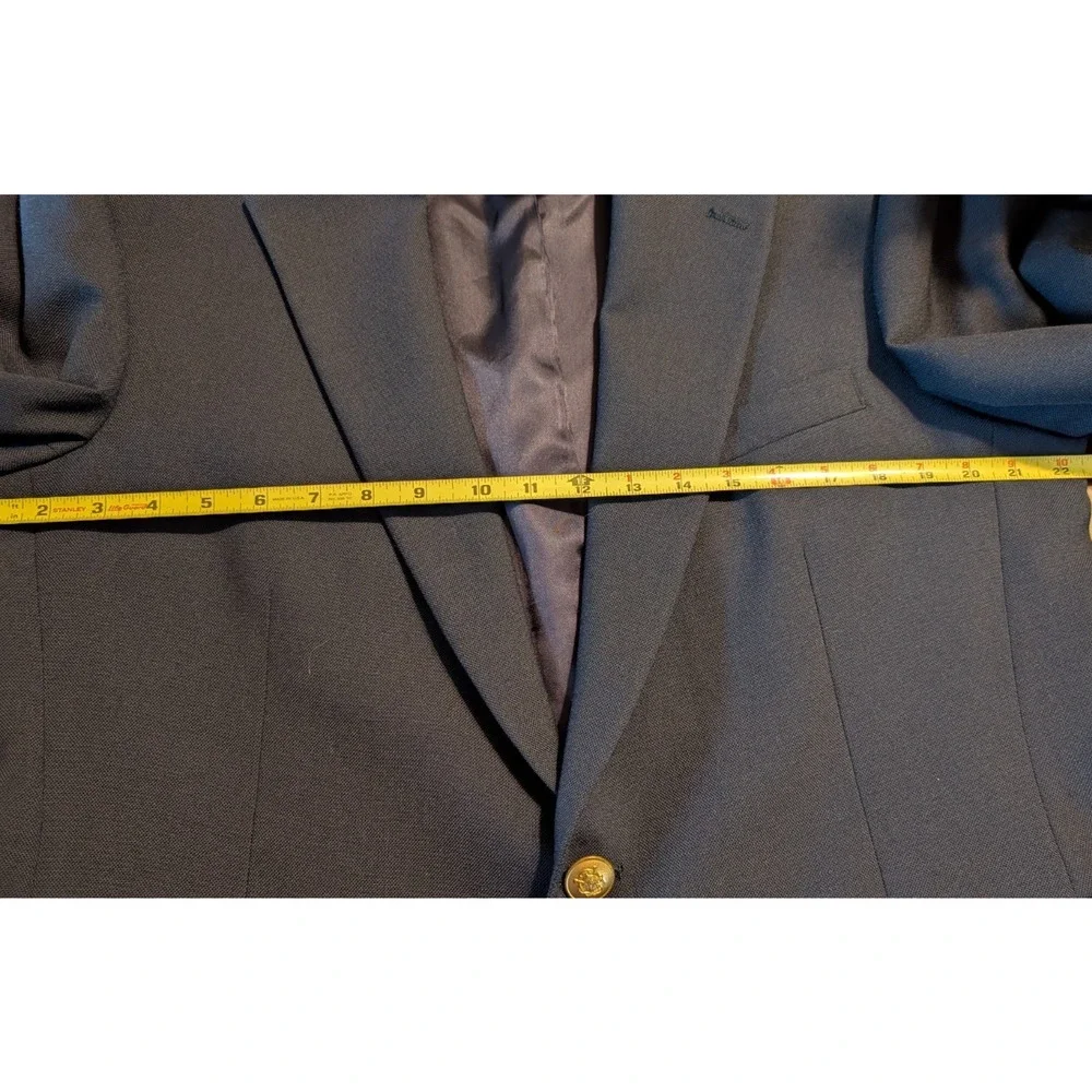 CHAPS by Ralph Lauren Blazer Navy Wool Sport Coat Gold‎ buttons Size 38 EUC